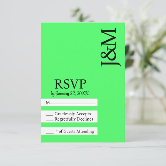 Minimalist Lime Green RSVP card Karte (Stehend Vorderseite)
