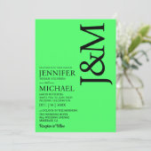 Minimalist Lime Green Summer Wedding Einladung (Stehend Vorderseite)