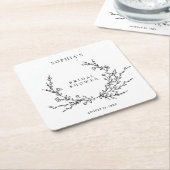 Minimalist Line Art Bridal Shower Square Rechteckiger Pappuntersetzer (angewinkelt)