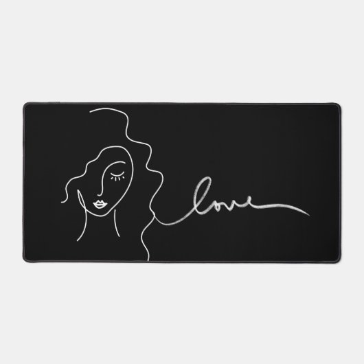 Minimalist Line Art Desk Mat – Love in Simplicity Schreibtischunterlage (Vorderseite)