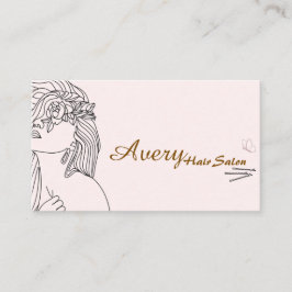 Minimalist Line Art Floral Woman Avery Hair Salon Visitenkarte