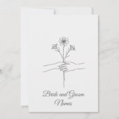 Minimalist Line Art Hands holding Flowers Wedding  Einladung (Vorderseite)