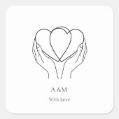 Minimalist Line Art Hearts & Hands Wedding Sticker (Vorderseite)