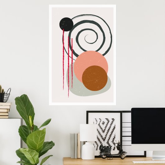 Minimalist Line Art Print, Mid Century Art Poster (Heimbüro)