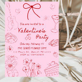 Minimalist Line Art Valentine’s Day Party Einladung