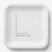 Minimalist Line Black White Modern Wedding Pappteller (Vorderseite)