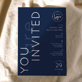 Minimalist Logo Navy Gala Dinner Business Event Einladung