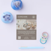 Minimalist Logo Photo QR Code Taupe Business Flyer (Einzeln)