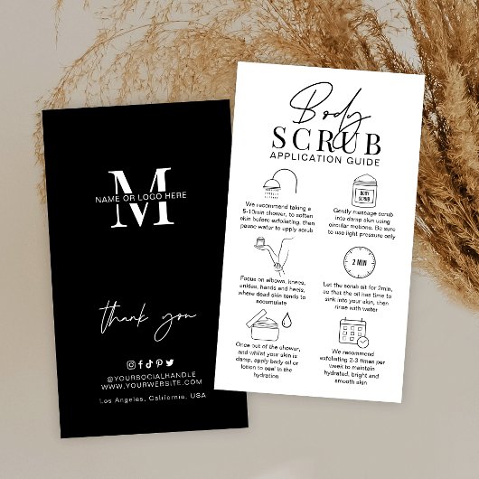 Minimalist Logo Sugar Body Scrub Application Guide Visitenkarte