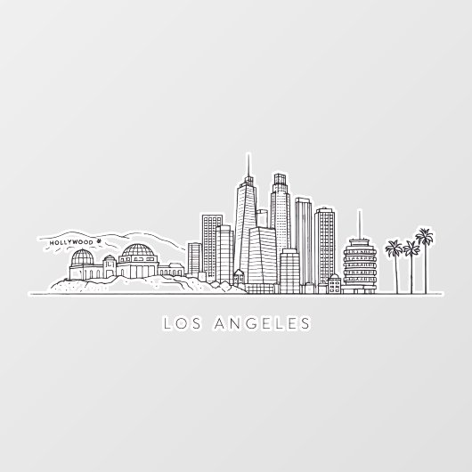 Minimalist Los Angeles Skyline Illustration Fensteraufkleber (Blatt)