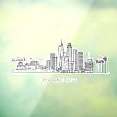 Minimalist Los Angeles Skyline Illustration Fensteraufkleber (Blatt 3)