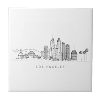 Minimalist Los Angeles Skyline Illustration Fliese