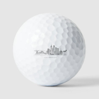 Minimalist Los Angeles Skyline Illustration Golfball
