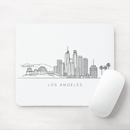 Minimalist Los Angeles Skyline Illustration Mousepad (Mit Mouse)