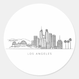Minimalist Los Angeles Skyline Illustration Runder Aufkleber