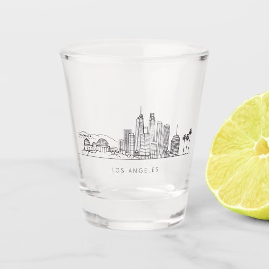 Minimalist Los Angeles Skyline Illustration Schnapsglas (Vorderseite)