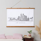 Minimalist Los Angeles Skyline Illustration Wandteppich Mit Holzrahmen (Schlafzimmer)