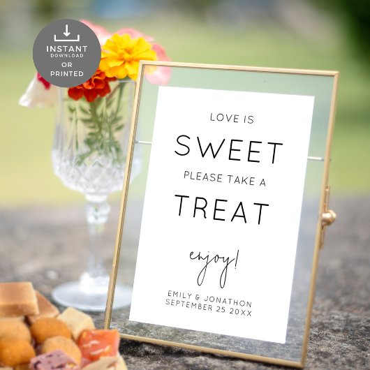 Minimalist Love Is Sweet Wedding Sign Poster