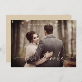 Minimalist Love & Thanks Whimsical Script Wedding Dankeskarte (Vorne/Hinten)