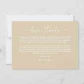 Minimalist Love & Thanks Whimsical Script Wedding Dankeskarte (Rückseite)