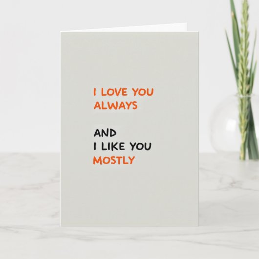 Minimalist Love You Mostly Card Karte (Vorderseite)