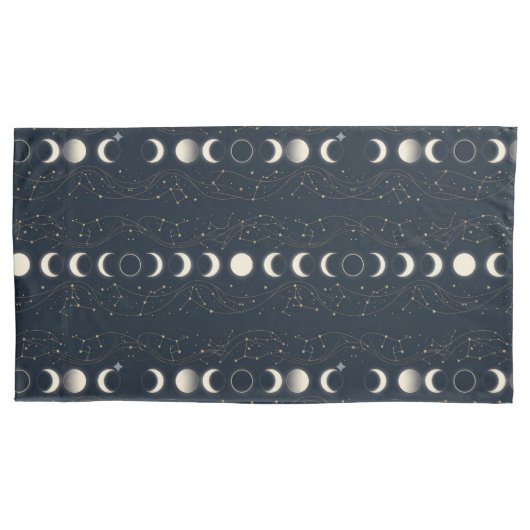 Minimalist Lunar Phases Pattern with Stars and Nig Kissenbezug (Vorderseite)