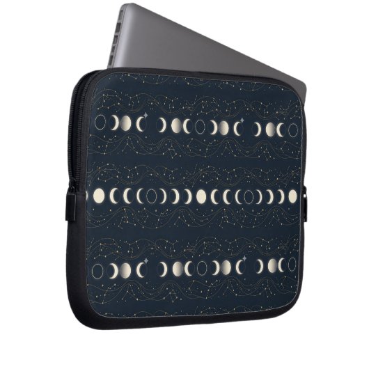 Minimalist Lunar Phases Pattern with Stars and Nig Laptopschutzhülle (Vorne Rechts)