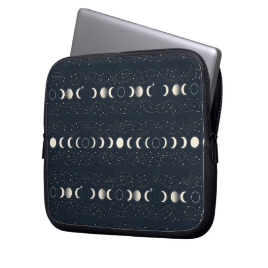Minimalist Lunar Phases Pattern with Stars and Nig Laptopschutzhülle (Vorderseite Links)