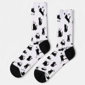 Minimalist lustige schwarze Katzen Muster Socken (Linkes Detail)