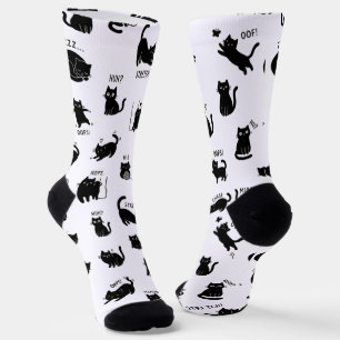 Minimalist lustige schwarze Katzen Muster Socken