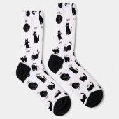Minimalist lustige schwarze Katzen Muster Socken (Rechts)