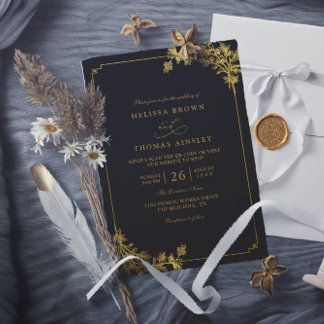 Minimalist Luxury Black Elegant QR Code Wedding Einladung