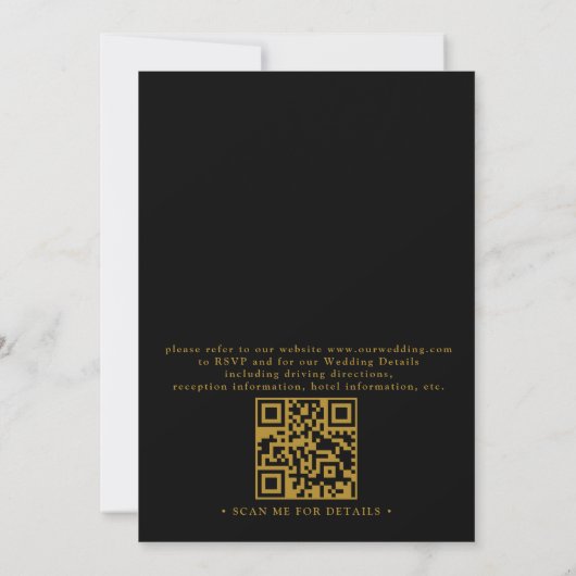 Minimalist Luxury Black Elegant QR Code Wedding Einladung (Rückseite)