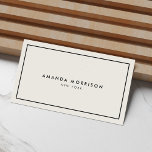 Minimalist Luxury Boutique Ivory/Black Visitenkarte<br><div class="desc">An elegant and refined design elevates your name or business name through minimal and modern styling. The thin black border is grounded on an ivory background to give a luxury feel to this classic business card design template. © 1201AM CREATIVE</div>