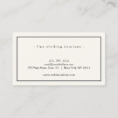 Minimalist Luxury Boutique Ivory/Black Visitenkarte (Rückseite)