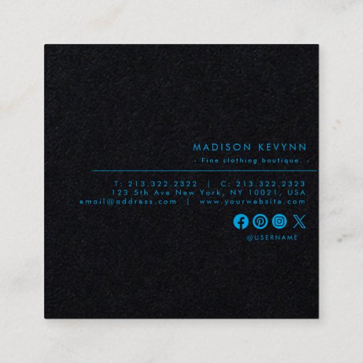 Minimalist Luxury Boutique Ivory Quadratische Visitenkarte (Rückseite)