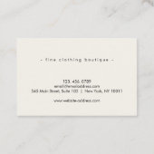Minimalist Luxury Boutique Ivory Visitenkarte (Rückseite)