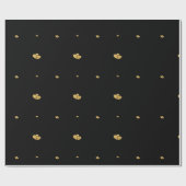 Minimalist Luxury Interlocking Gold Hearts on Blac Geschenkpapier (Flach)