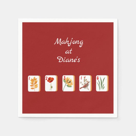 Minimalist Mahjong Flower Tiles Paper Napkin Serviette (Vorderseite)