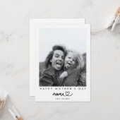 Minimalist Mama Calligraphy Happy Mother's Photo Karte (Vorderseite/Rückseite Beispiel)