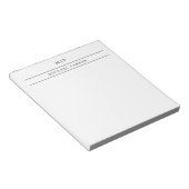 Minimalist Männlich | Initialen und Name Notizblock (angewinkelt)