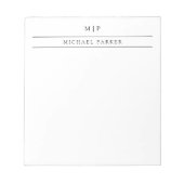 Minimalist Männlich | Initialen und Name Notizblock (Vorderseite)