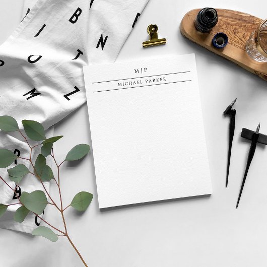 Minimalist Männlich | Initialen und Name Notizblock