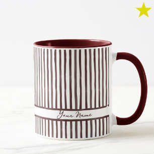 Minimalist Maroon Aquarell-Streifen Benutzerdefini Tasse