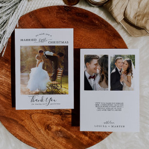 Minimalist Married Little Christmas 3 Photo Thanks Feiertagskarte