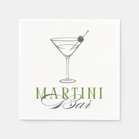 Minimalist Martini Bar Cocktail Napkin Serviette (Vorderseite)