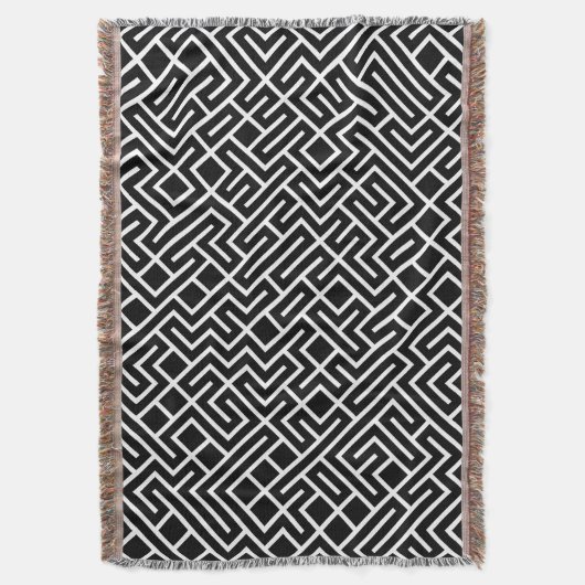 Minimalist Maze Fill Black Pattern Decke (Vorderseite Vertikal)