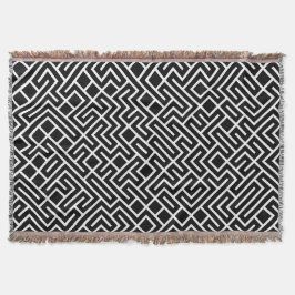 Minimalist Maze Fill Black Pattern Decke