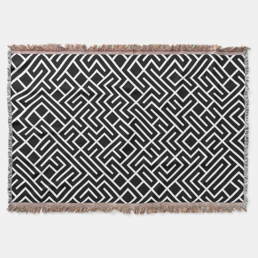 Minimalist Maze Fill Black Pattern Decke (Vorderseite)