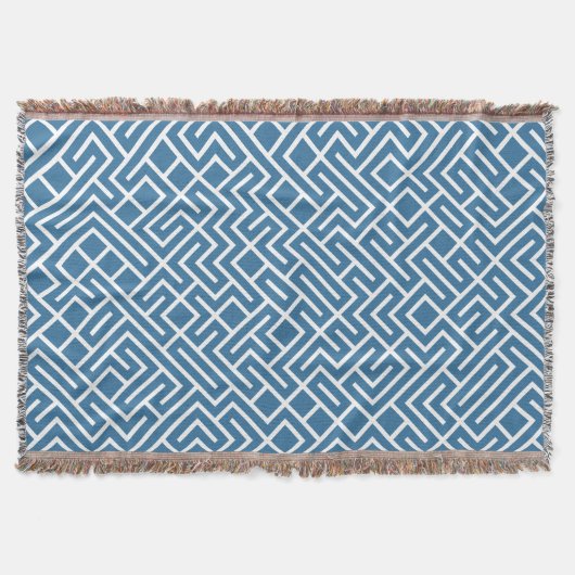 Minimalist Maze Fill Blue Pattern Decke (Vorderseite)